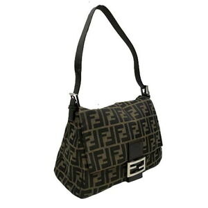 Fendi Mamma Bucket Shoulder Bag Zucca Leather Brown Black Handbag